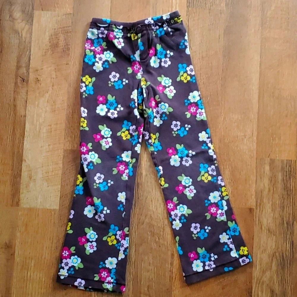Girls 6X Mix & Match Dark Denim and Carters‎ Brown Floral Leggings 6X- 2 pack!